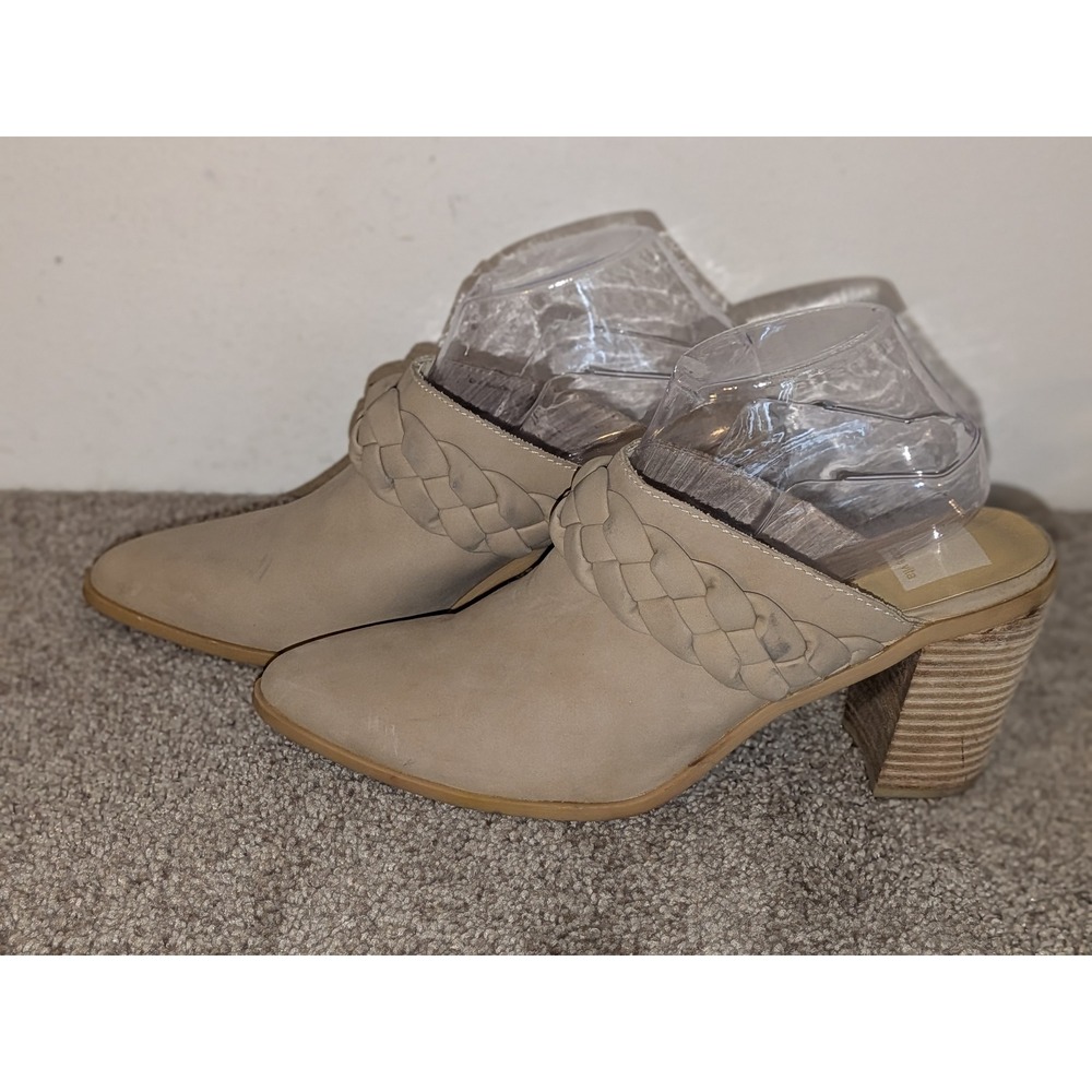 Dolce Vita Tan Braided Pointed Toe Block Heel Mule Booties Womens Size 10 NWOT